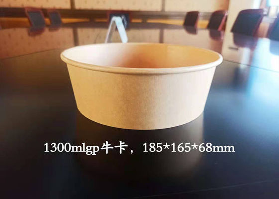 Kertas Kraft Sekali Pakai Mangkuk Sup Kertas Bubur Bulat Dilapisi Tunggal