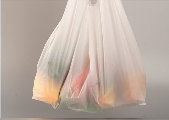 14x50cm Putih Biodegradable Sayuran Buah T Shirt Tas Plastik Sekali Pakai