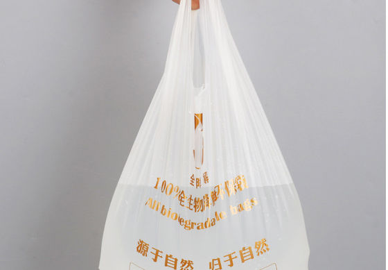 Kantong Plastik Sekali Pakai Rompi, Tas Makanan Belanja Pencetakan 14x50cm