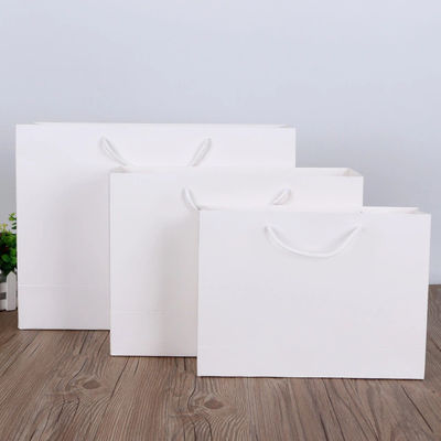 White Kraft Paper 100gsm Pakaian Belanja Tote Bag Logo Kustom