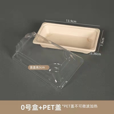 Kotak Makanan Kertas Microwave dengan Tutup Plastik PET Kotak makan siang sushi tebu biodegradable yang tahan bocor