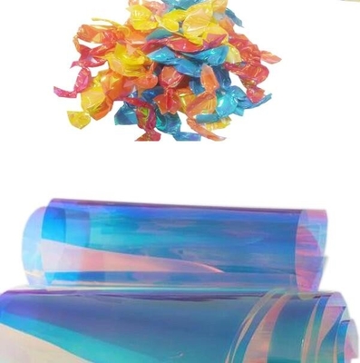 Mencetak Transparent Candy Wrapping PVC Twist Film Dengan Pelangi Iridescent Warna Untuk Candy Packaging Wrapper
