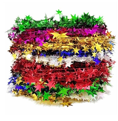 Karangan bunga dekorasi natal bintang lima ujung tarik bunga bintang emas rattan kawat multi-warna karangan bunga