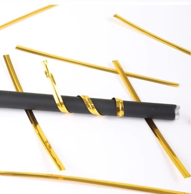 8cm Metallic Spool Golden Twist Tie untuk roti dan hadiah Twist Tie untuk pengemasan toko roti