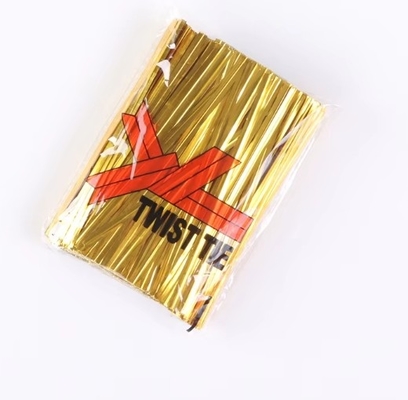 8cm Metallic Spool Golden Twist Tie untuk roti dan hadiah Twist Tie untuk pengemasan toko roti