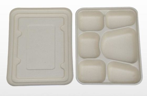 FDA 6 Compartment Degradable Tableware Kotak Makan Siang Pakai Jerami Gandum
