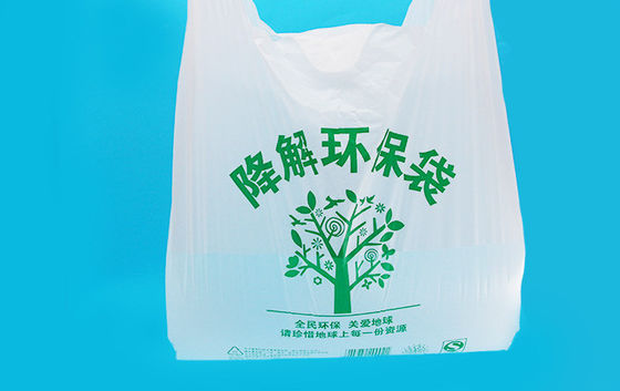 Tas Sekali Pakai Biodegradable Supermarket Tahan Peregangan, Rompi Kantong Sampah Putih