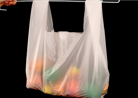 14x50cm Putih Biodegradable Sayuran Buah T Shirt Tas Plastik Sekali Pakai