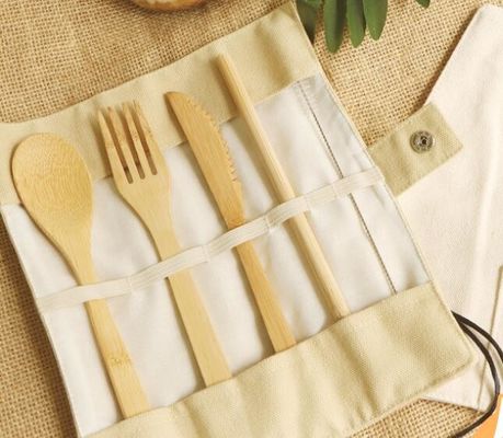 Sendok garpu kinfe bambu sekali pakai set sendok garpu untuk ekspor Western Steak