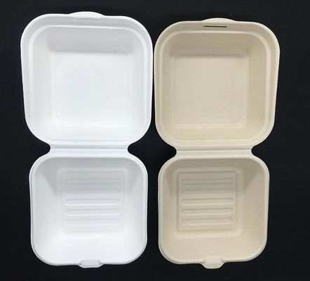 pulp tebu biodegradable 450ml kotak makan siang hamburger untuk mengambil wadah makanan