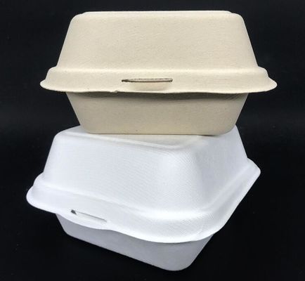 pulp tebu biodegradable 450ml kotak makan siang hamburger untuk mengambil wadah makanan