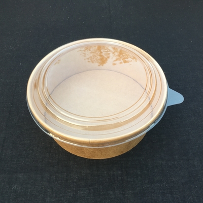 Cetak Kustom Disposable Single Wall Kraft Paper Salad Soup Bowls Dengan Tutup Wadah