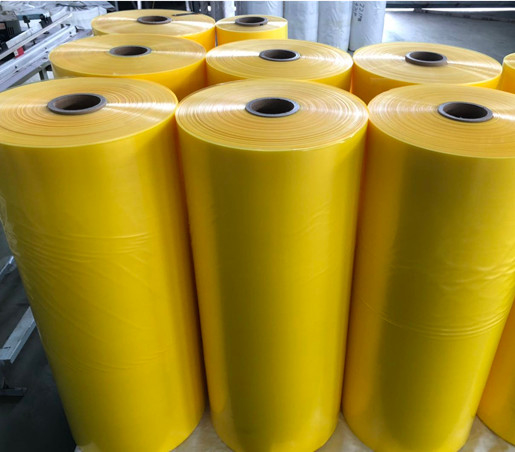 Warna Kuning PE Heat Shrink / LLDPE Stretch Film Untuk Kemasan Botol / Beverage Wrapping Protective