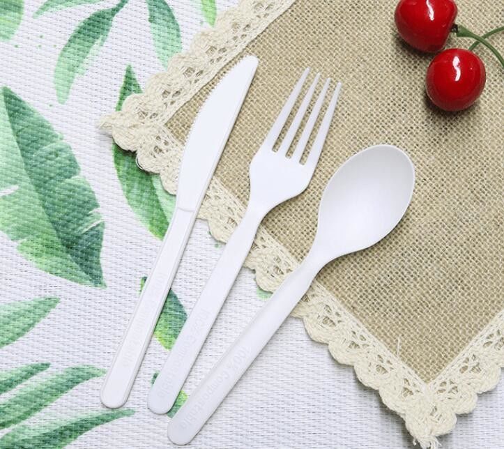 CPLA Disposable Paper Packaging Accessories Cutlery Sets 6,5-7 Inci 4-4.5gr