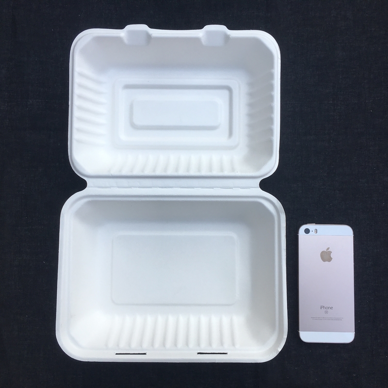 Rectangle Biodegradable 600ml Sekali Pakai Bento Lunch Box Bubur Tebu
