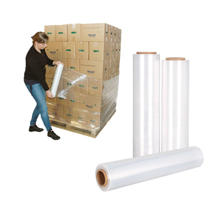 Pe Plastic Lldpe Stretch Pallet Wrapping Film 60 Pengukur Untuk Logistik Pallet